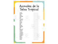 Animales de la Selva Tropical: Sopa de Letras y Palabras Desordenadas preview 2