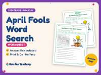April Fools Word Search Worksheet – 3rd Grade Holiday Practice preview