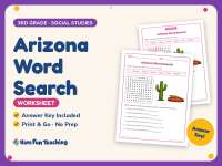 Arizona Word Search Worksheet – 3rd Grade States Practice + Answer Key preview