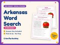 Arkansas Word Search Worksheet – 3rd Grade States Practice preview