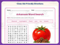 Arkansas Word Search Worksheet – 3rd Grade States Practice preview 4