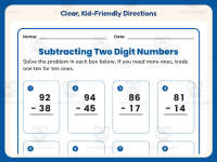 Astronaut Double Digit Subtraction Regroup Worksheet – 2nd Grade preview 4