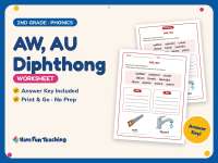 AW, AU Diphthong Worksheet – 2nd Grade Digraphs & Vowels Practice preview