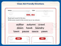 AW, AU Diphthong Worksheet – 2nd Grade Digraphs & Vowels Practice preview 4