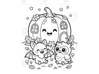 Baby Bats, Sweet Owls & All the Cozy Halloween Coloring Vibes preview 3