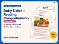 Baby Sister – Reading Comprehension Worksheet – 2nd Grade Family preview