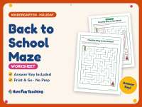 Back to School Maze Worksheet – Kindergarten Holiday Practice preview