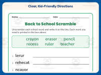 Back to School Scramble Worksheet – 2nd Grade Spelling Practice preview 4