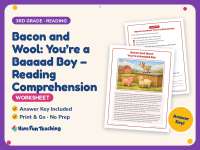 Bacon and Wool: You’re a Baaaad Boy – Reading Worksheet – 3rd Grade preview