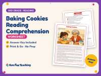 Baking Cookies Reading Comprehension Worksheet – 3rd Grade Practice preview