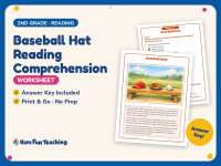 Baseball Hat Reading Comprehension Worksheet – 2nd Grade Practice preview