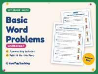 Basic Word Problems Worksheet – 1st Grade Addition & Subtraction preview