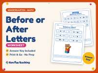 Before or After Letters Worksheet – Kindergarten Sequencing Practice preview