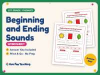 Beginning and Ending Sounds Worksheet – 1st Grade Beginning Sounds preview