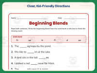 Beginning Blends Fill in the Blank Worksheet – 1st Grade Consonants preview 4