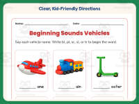 Beginning Blends Transportation Worksheet – 1st Grade Beginning Sounds preview 4