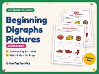 Beginning Digraphs Pictures Worksheet – 1st Grade Beginning Sounds preview