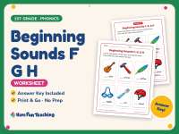 Beginning Sounds F G H Worksheet – 1st Grade Consonants Practice preview