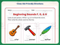 Beginning Sounds F G H Worksheet – 1st Grade Consonants Practice preview 4