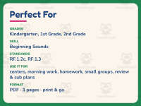 Beginning Sounds K-C Sort Worksheet – 1st Grade Consonants Practice preview 6