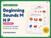 Beginning Sounds M N P Worksheet – 1st Grade Consonants Practice preview