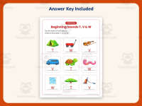 Beginning Sounds T V W Pictures Worksheet – Kindergarten Consonants preview 3