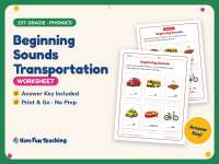 Beginning Sounds Transportation Worksheet – 1st Grade Phonics Practice preview