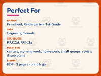 Beginning Sounds X Y Z Worksheet – Kindergarten Consonants Practice preview 6