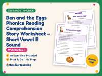Ben and the Eggs Phonics Reading Comprehension Story – 1st Grade preview