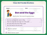 Ben and the Eggs Phonics Reading Comprehension Story – 1st Grade preview 4