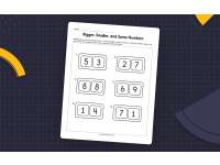 Bigger Smaller and Same Numbers Worksheet preview