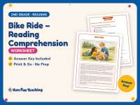 Bike Ride – Reading Comprehension Worksheet – 2nd Grade Practice preview