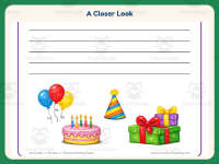 Birthdays Worksheet: Birthday Lined Writing Paper – 1st Grade Practice preview 3