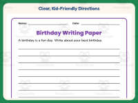 Birthdays Worksheet: Birthday Lined Writing Paper – 1st Grade Practice preview 4