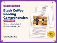 Black Coffee Reading Comprehension Worksheet – 3rd Grade Practice preview