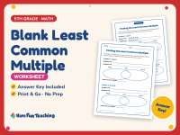 Blank Least Common Multiple Worksheet – 5th Grade Multiplication preview