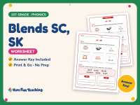 Blends SC, SK Worksheet – 1st Grade Beginning Sounds & Consonants preview