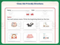 Blends SC, SK Worksheet – 1st Grade Beginning Sounds & Consonants preview 4