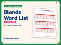 Blends Word List Worksheet – 1st Grade Grammar Practice preview