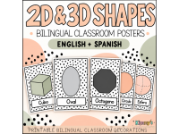 Boho 2D & 3D Shape Posters | Bilingual English Spanish Decor preview