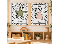 Boho 2D & 3D Shape Posters | Bilingual English Spanish Decor preview 2