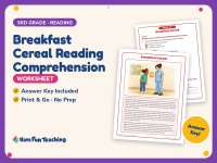 Breakfast Cereal Reading Comprehension Worksheet – 3rd Grade Practice preview