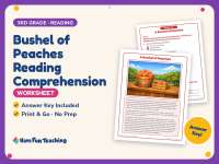 Bushel of Peaches Reading Comprehension Worksheet – 3rd Grade Practice preview