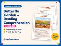 Butterfly Garden – Reading Comprehension Worksheet – 2nd Grade Insects preview