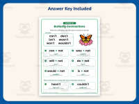 Butterfly Not Contractions Worksheet – 2nd Grade Grammar Practice preview 3