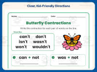 Butterfly Not Contractions Worksheet – 2nd Grade Grammar Practice preview 4