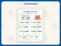Butterfly Would Contractions Worksheet – 2nd Grade Grammar Practice preview 2