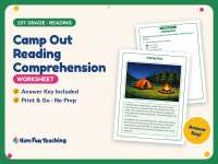Camp Out Reading Comprehension Worksheet – 1st Grade Practice preview