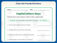Capital Letters Days Sentences Worksheet – 2nd Grade Capitalization preview 4