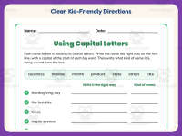 Capital Letters Writing Worksheet – 3rd Grade Capitalization Practice preview 4